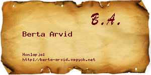 Berta Arvid névjegykártya